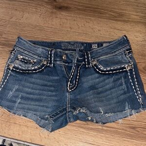 Miss Me Distressed Blue Jean Shorts